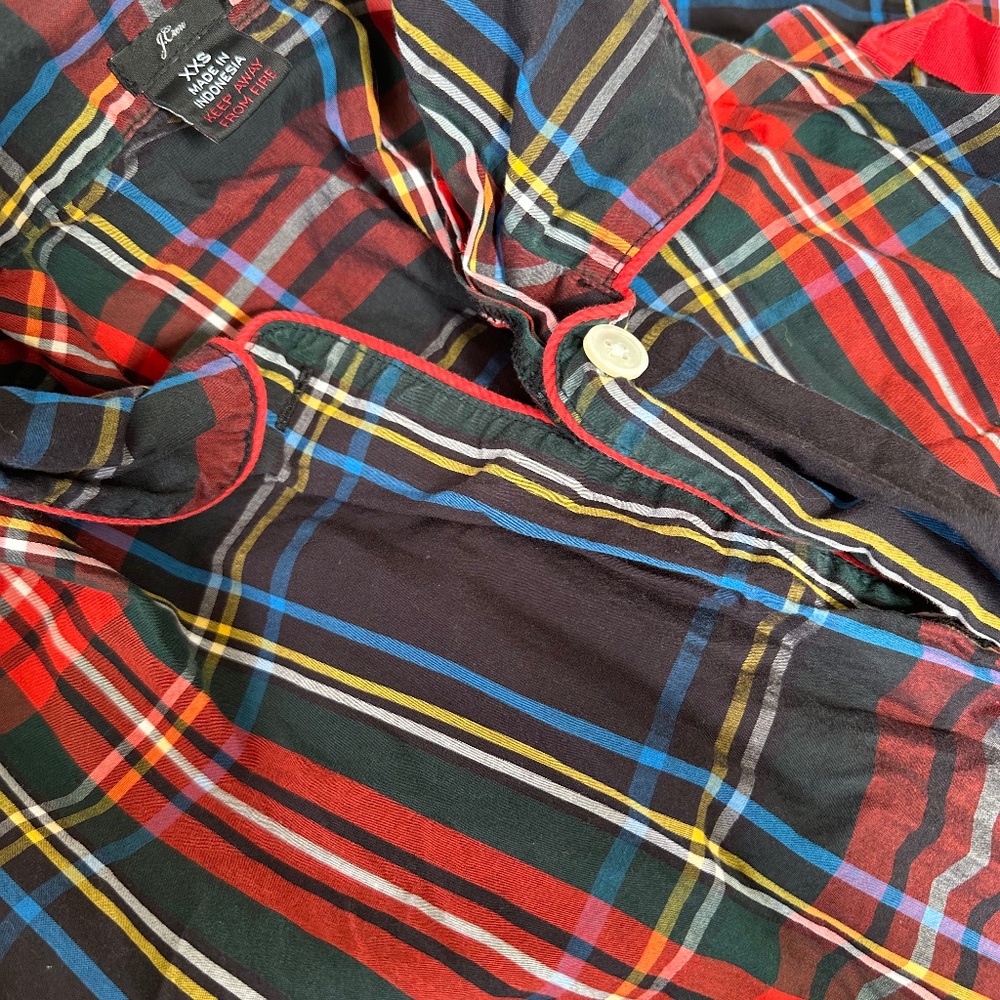 J crew xxs pajama set in plaid